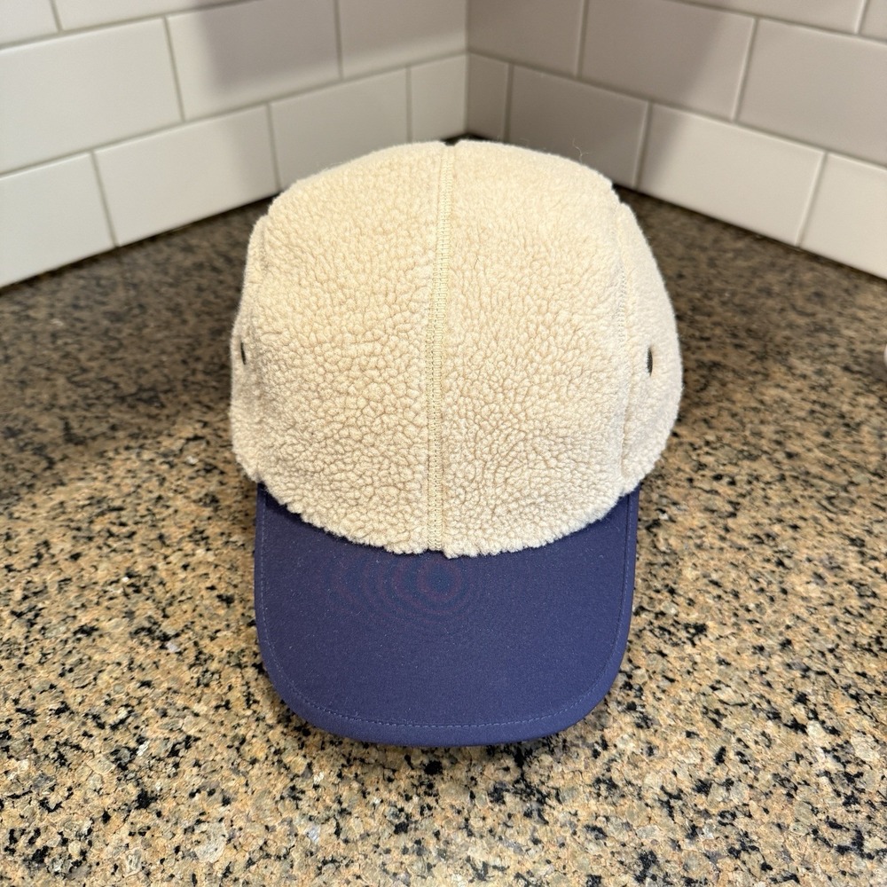 Duluth Trading Co Faux Fur Hat Cap Beige Blue Adjustable